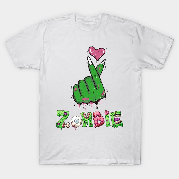 Zombie Kpop Heart T-Shirt by MZeeDesigns